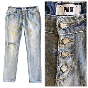 PAIGE Distressed Boyfriend Jeans Button Fly Grunge Streetwear Boho 27
